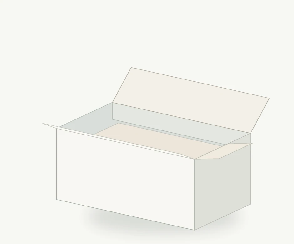 Illustrative visual of Partial Overlap Box (FEFCO 0202)