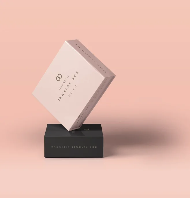 Angled jewelry box mockup