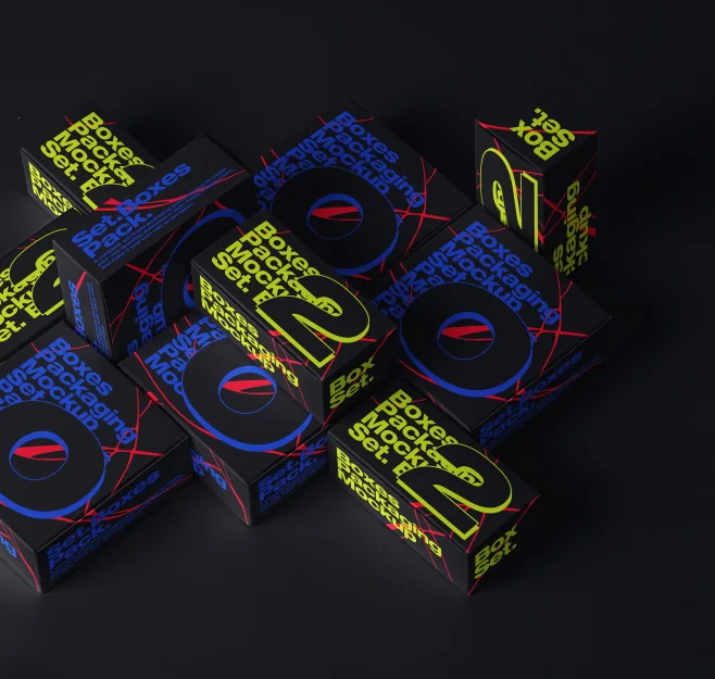 Dark neon typography packaging mockup
